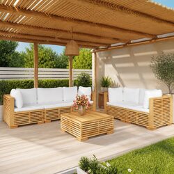 Beautiful Brown Teak 6-Piece Outdoor Lounge Set