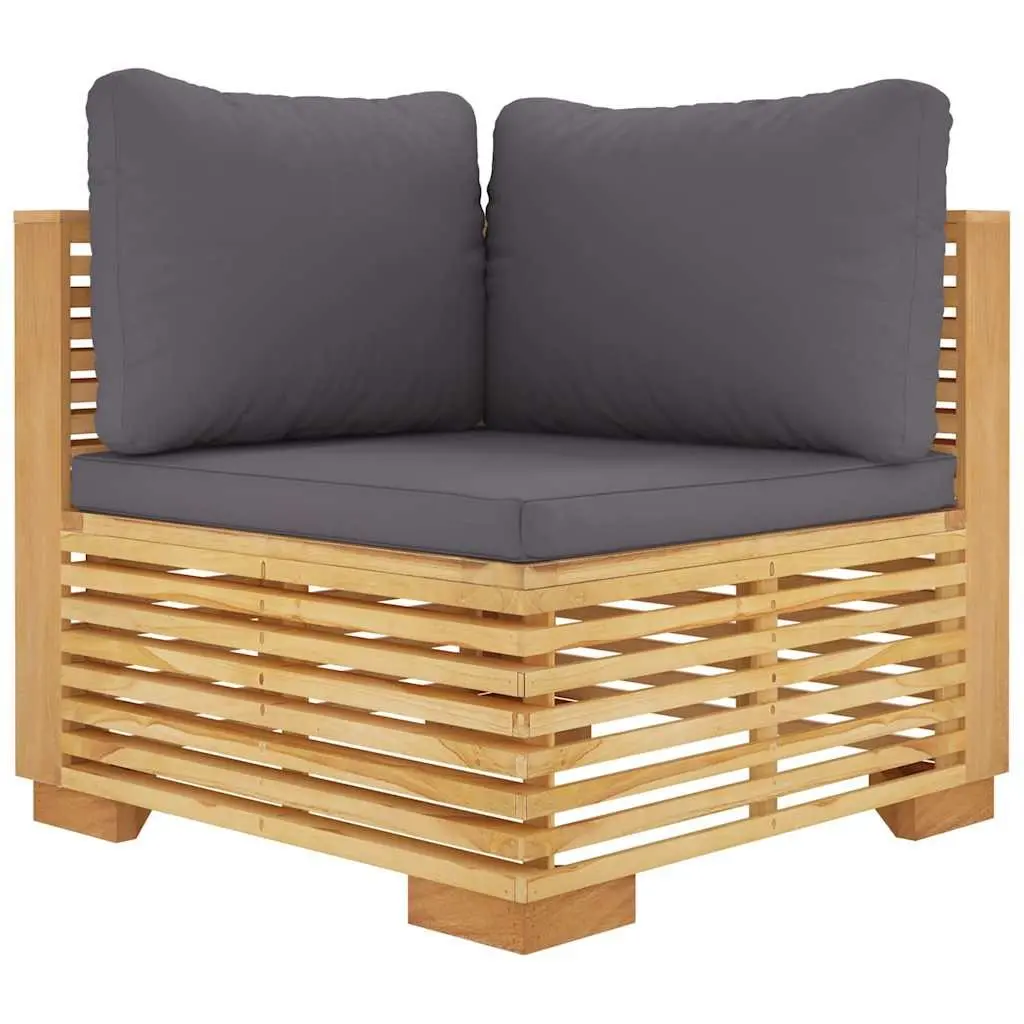 Garden Lounge Set 8 Piece Outdoor Furniture Teak Wood with Cushions Brown