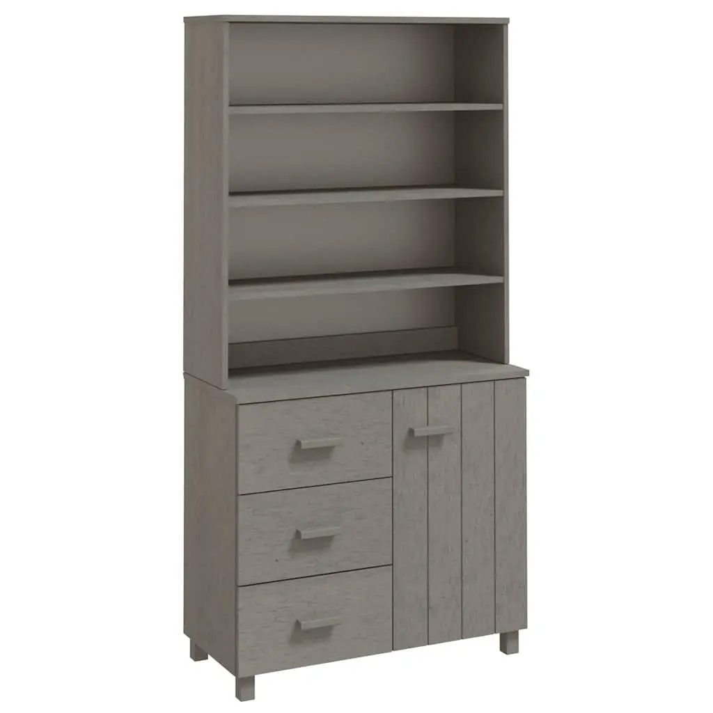 Highboard Sideboard Solid Pine Wood Buffet Cabinet Storage Light Grey 1 Door 3 Drawers