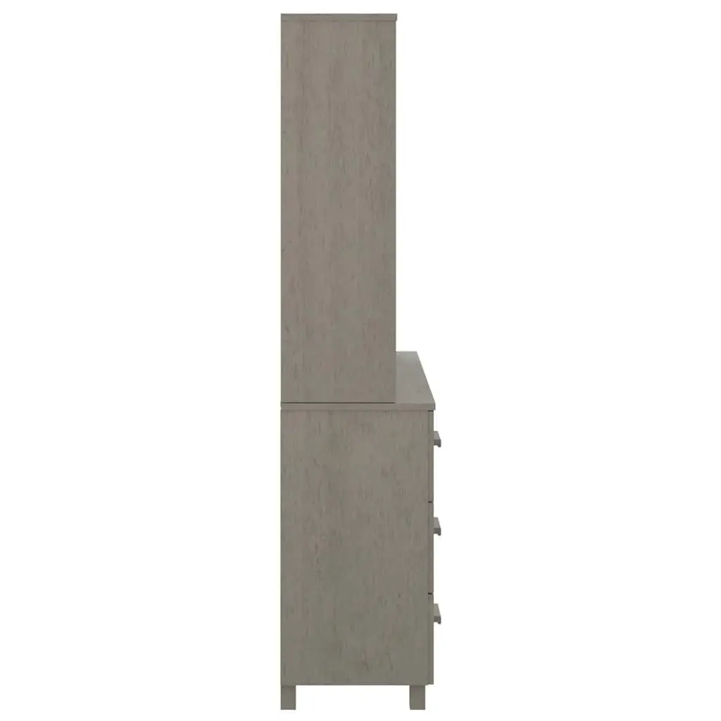 Highboard Sideboard Solid Pine Wood Buffet Cabinet Storage Light Grey 1 Door 3 Drawers