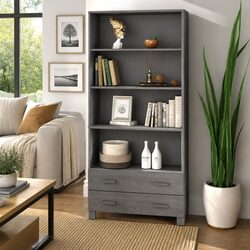 Solid Pine Wood Highboard Sideboard Storage Cabinet Grey Shelves Drawers