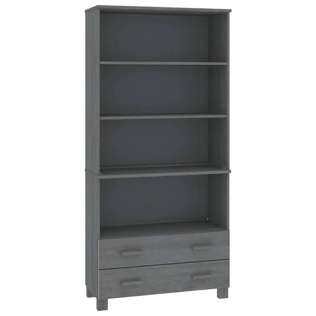 Solid Pine Wood Highboard Sideboard Grey Open Shelves Smooth Sliding Drawers