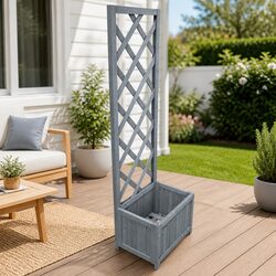 Enhance Your Garden with a Grey Wooden Trellis Planter