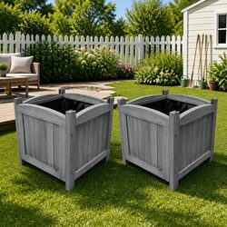 Stylish Grey Wooden Raised Beds for Outdoor Gardening