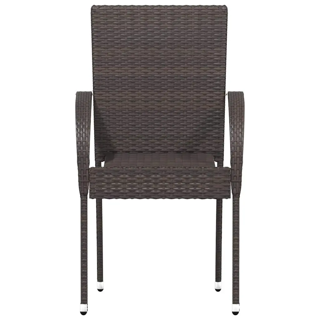 Stackable Outdoor Chairs 4 pcs Water-resistant PE Rattan Powder-coated Steel Frame Brown