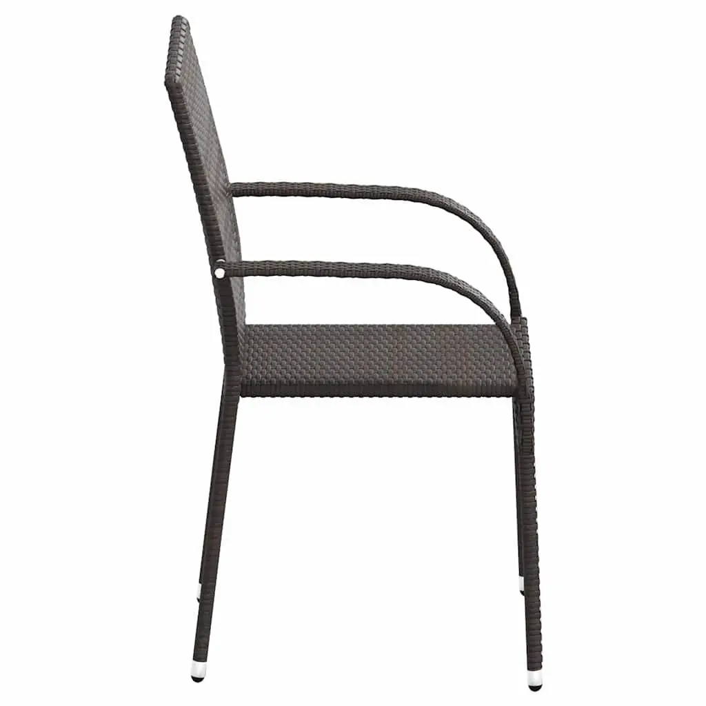 Stackable Outdoor Chairs 4 pcs Water-resistant PE Rattan Powder-coated Steel Frame Brown
