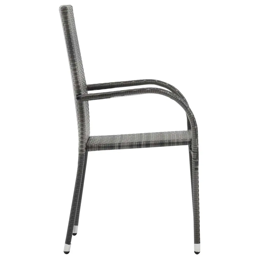 Stackable Outdoor Chairs 4 Pcs Garden Patio Seating Set Grey Rattan Style