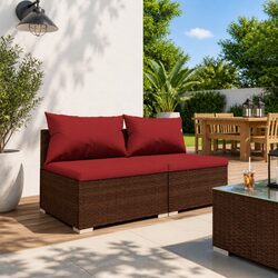 2 Piece Garden Lounge Set Outdoor Patio Furniture with Cushions Poly Rattan