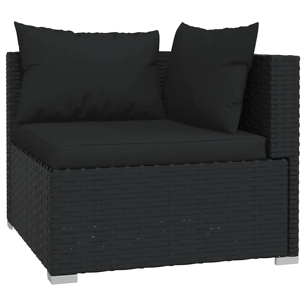 Garden Lounge Set 5 Piece Modular Outdoor Patio Furniture Water-Resistant PE Rattan Black