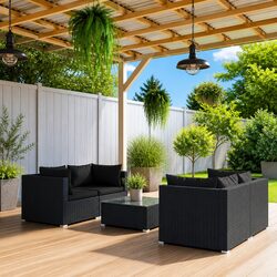 Enhance Your Outdoor Area with 5 Piece Black Garden Lounge Set