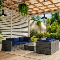 Garden Lounge Set 6 Piece Outdoor Patio Furniture Poly Rattan Grey Modular