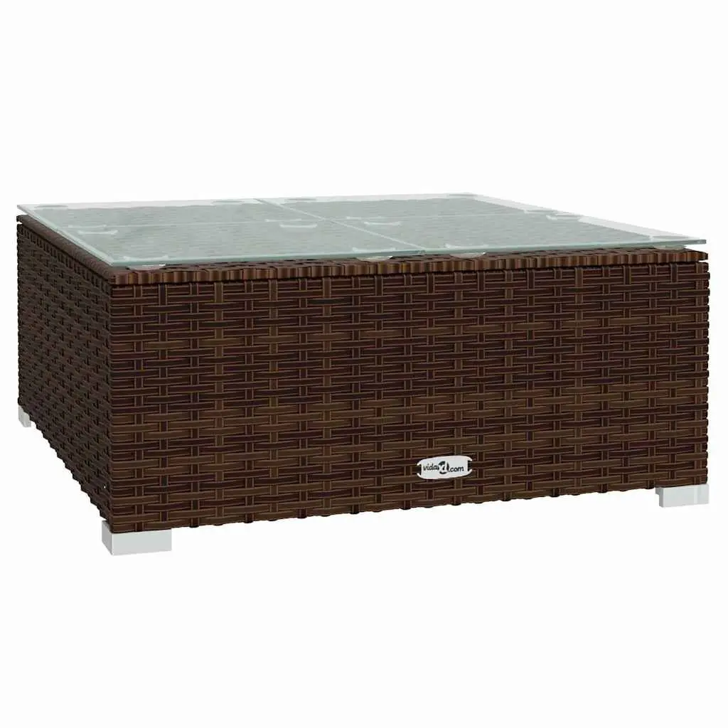 9 Piece Modular Patio Furniture Brown Poly Rattan Outdoor Garden Lounge Set