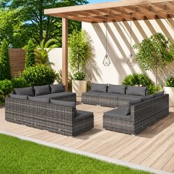 Versatile 12-Piece Outdoor Lounge Set in Grey with Cushions