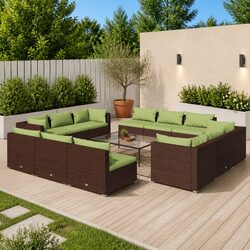 Elegant Brown Modular Garden Lounge Set - 12 Pieces