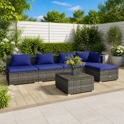 Elegant Modular 6 Piece Outdoor Patio Sofa Set in Grey