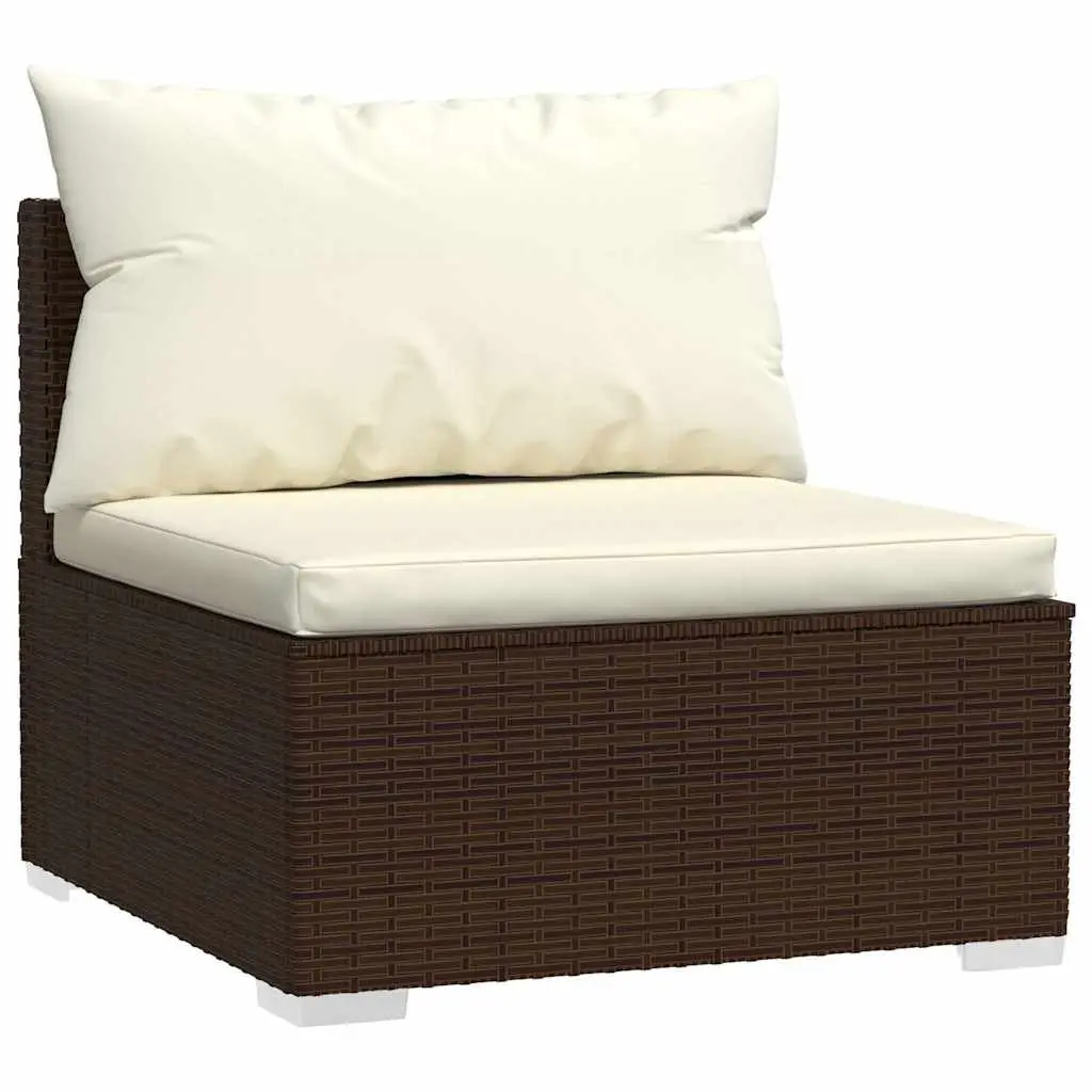 Garden Lounge Set 4 Piece Outdoor Patio Furniture Poly Rattan Brown with