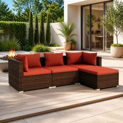 Comfortable Outdoor Lounge Set - 4 Pieces in Brown