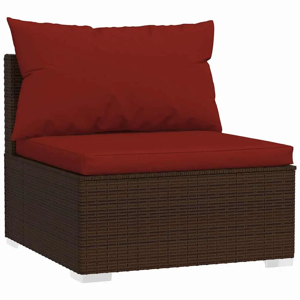 Garden Lounge Set 4 Piece Modular Outdoor Patio Furniture Waterproof PE Rattan Brown