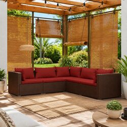 Elevate Your Outdoors with 5 Piece Lounge Set in Brown