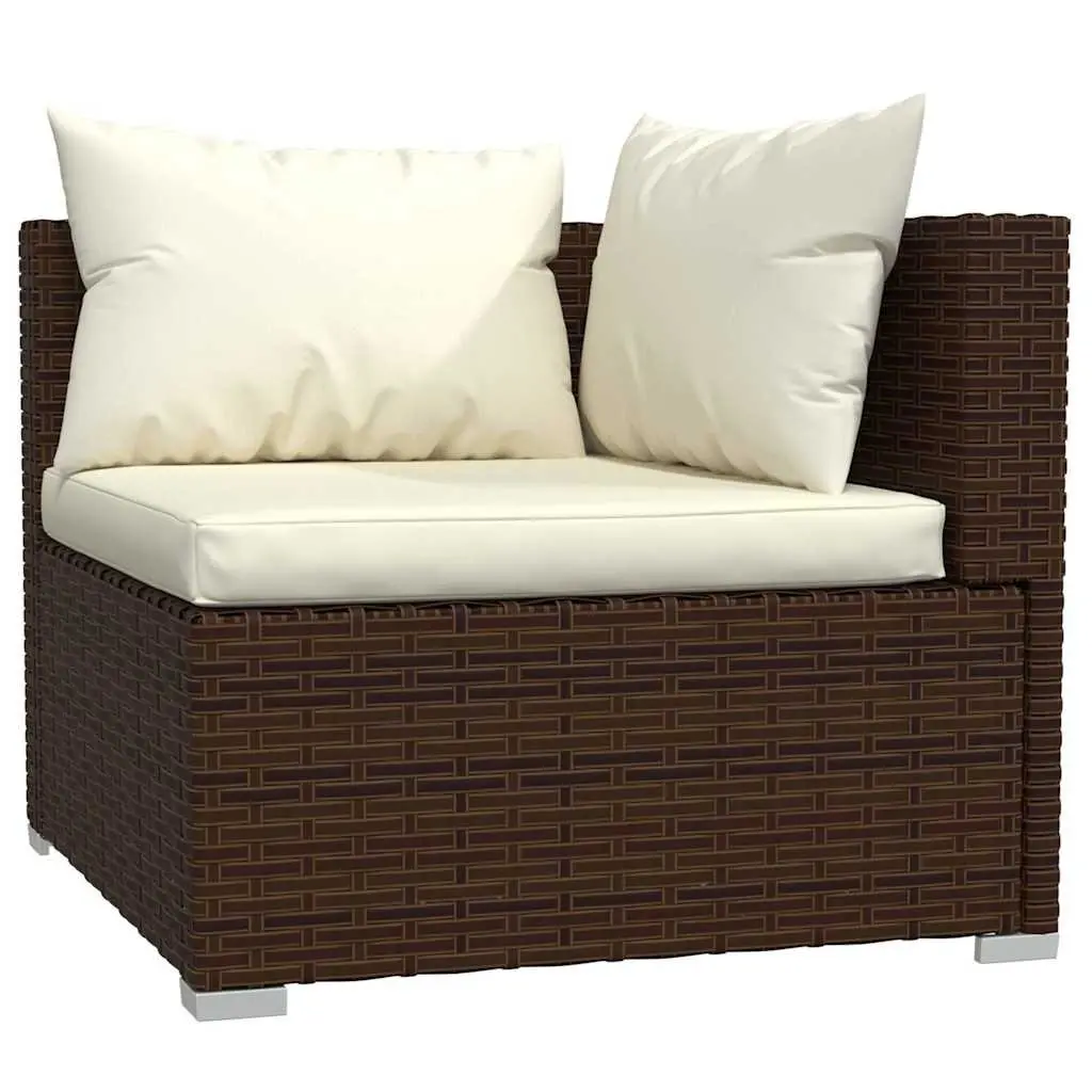 7 Piece Garden Lounge Set Modular Outdoor Patio Furniture with Cushions Waterproof PE Rattan Brown