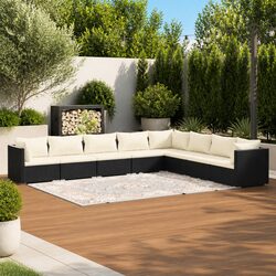 Modular Black 8-Piece Patio Sofa Set for Outdoor Relaxation