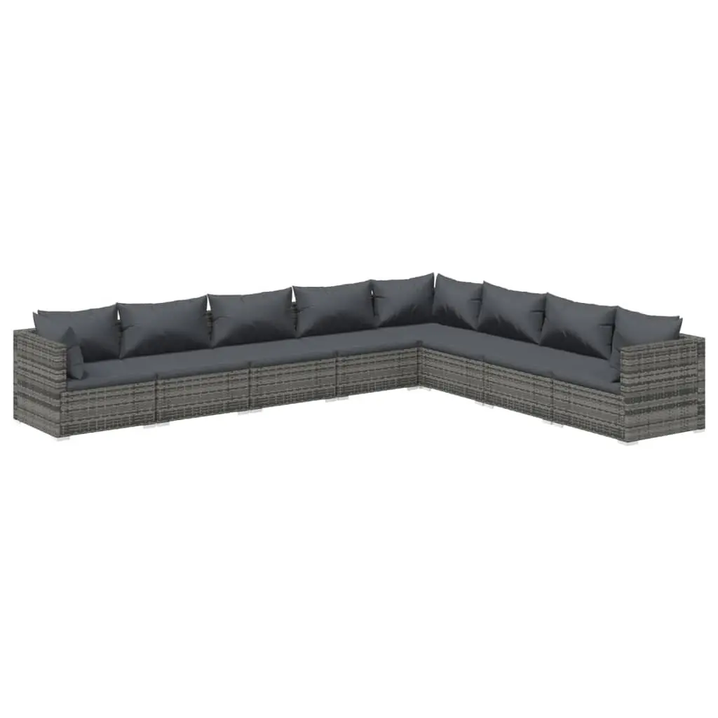 Modular Garden Lounge Set 8 Piece Outdoor Furniture Grey Waterproof PE Rattan