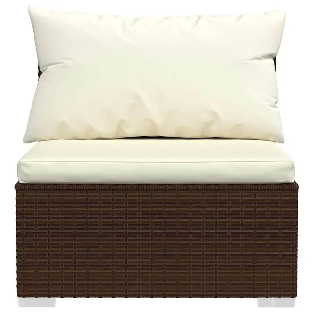 7 Piece Modular Garden Lounge Set Brown Water-Resistant PE Rattan Outdoor Furniture