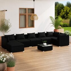 Chic 8-Piece Black Outdoor Furniture Set