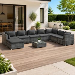 Elevate Your Outdoors with This 9 Piece Lounge Set