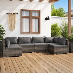 6 Piece Grey Modular Lounge Set for Outdoor Spaces