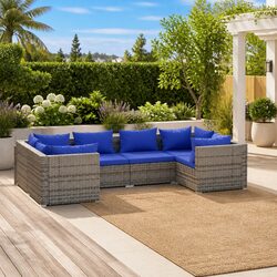 Stylish 6-Piece Grey Outdoor Lounge Set with Cushions