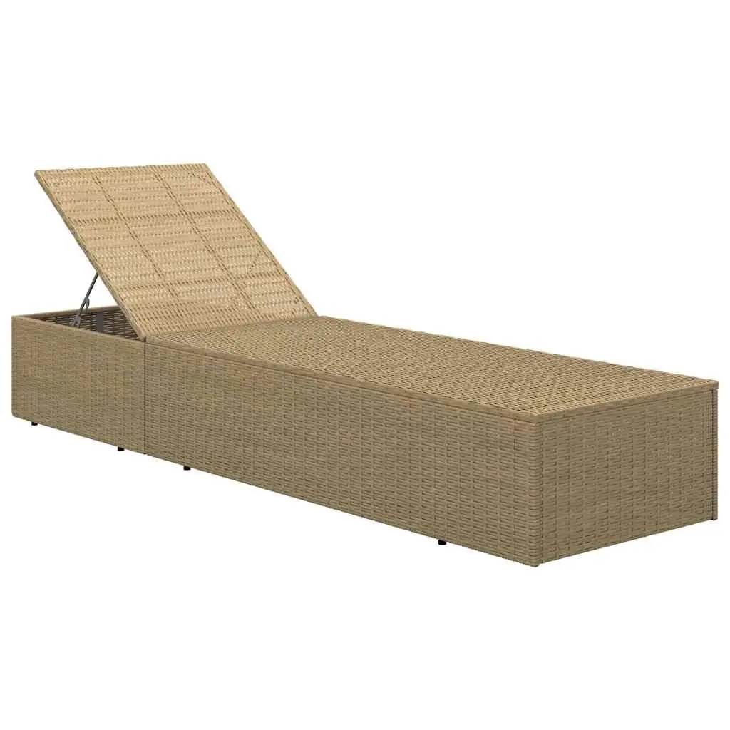 Sun Lounger Outdoor Chaise Lounge Chair Lightweight Weather Resistant PE Rattan with Thick Cushion