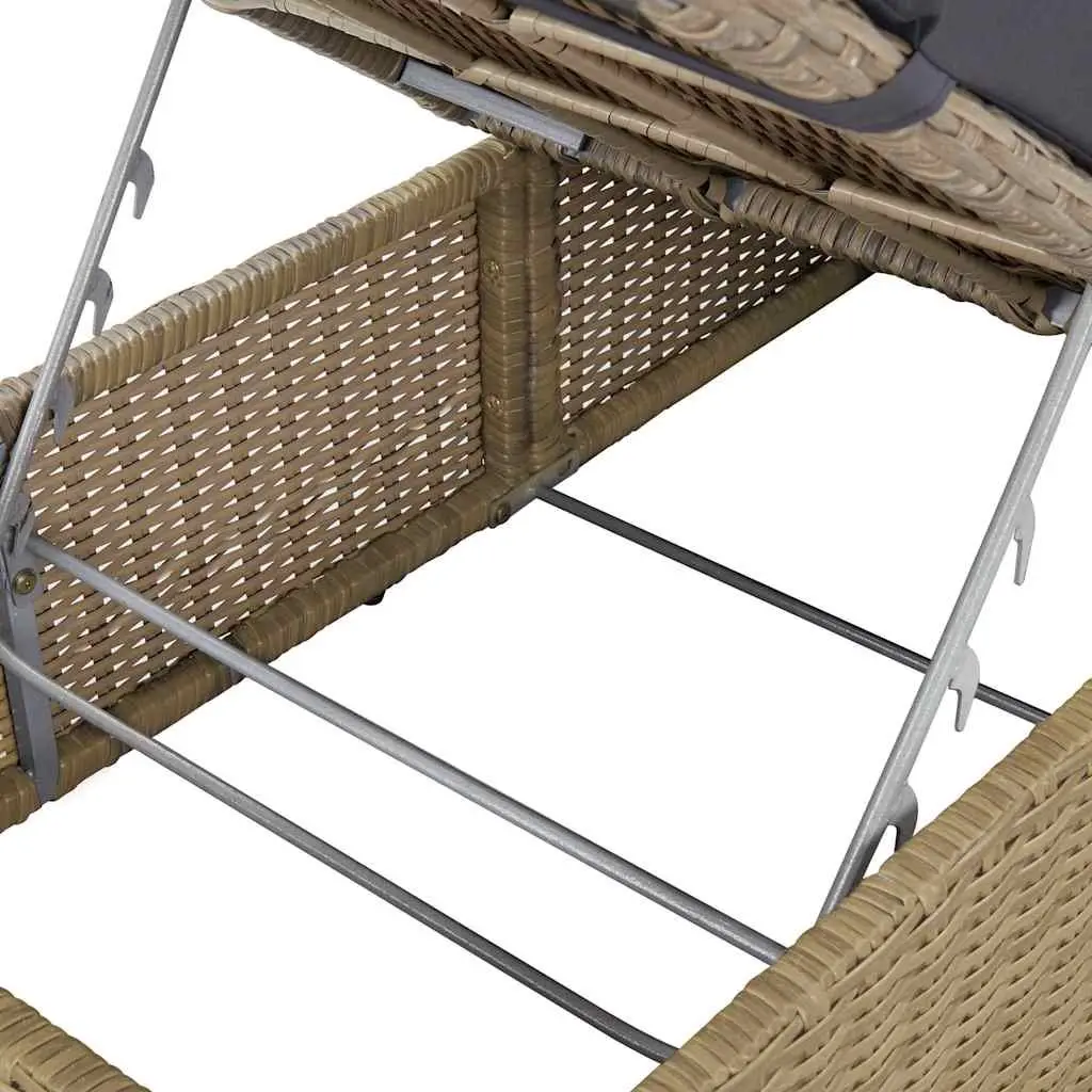 Sun Lounger Outdoor Chaise Lounge Chair Lightweight Weather Resistant PE Rattan with Thick Cushion