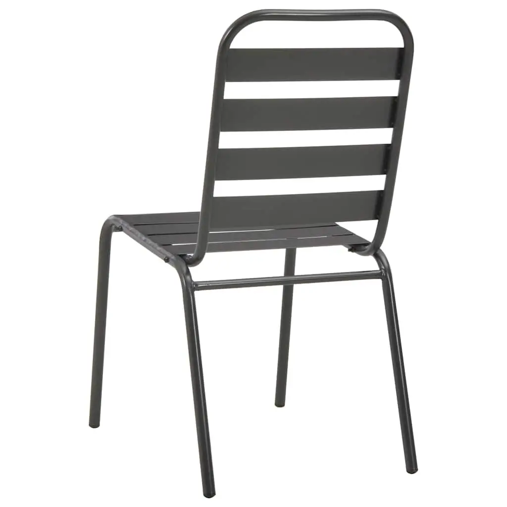 Outdoor Chairs 4 pcs Slatted Design Steel Garden Patio Seating Dark Grey