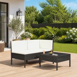 Outdoor Lounge Furniture Set: 3-Piece Rattan Chairs & Table