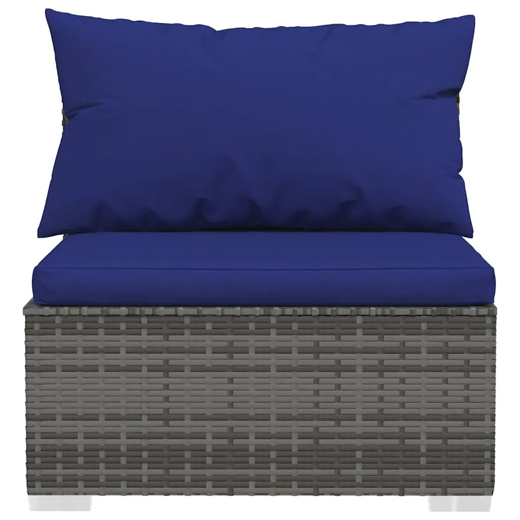 Garden Lounge Set 9 Piece Grey Poly Rattan Outdoor Furniture with Cushions