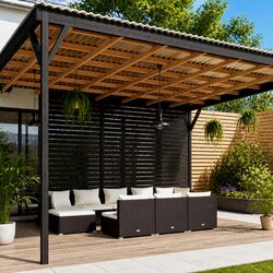 Outdoor Garden Lounge Set 10 Piece Black Poly Rattan Patio Furniture Cushions