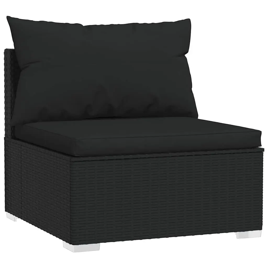12 Piece Modular Outdoor Garden Lounge Set Black Poly Rattan Water Resistant