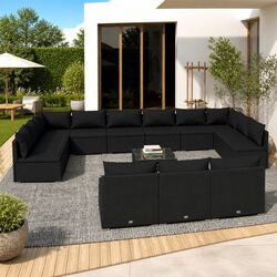 14 Piece Modular Outdoor Lounge Set in Black Rattan