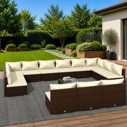 Enhance Your Outdoors with a 14 Piece Lounge Set in Brown