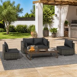 4-Piece Garden Lounge Set Modular Design in Grey