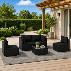 Garden Lounge Set 5 Piece Outdoor Furniture Patio Sofa with Cushions Black