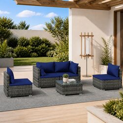 Grey PE Rattan Garden Lounge Set: Elevate Your Outdoor Space