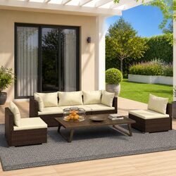 Enhance Your Outdoor Area with a 5-Piece Modular Lounge Set