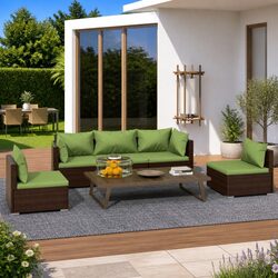 Brown Patio Lounge Set: 5 Pieces for Perfect Outdoor Living