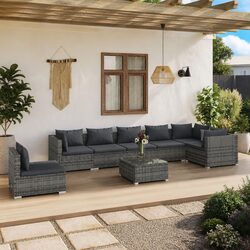 Elevate Your Outdoor Space with 8 Piece Grey Lounge Set