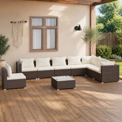 Brown PE Rattan 9 Piece Outdoor Lounge Set for Your Patio