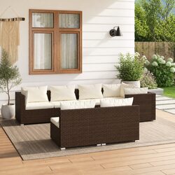 Garden Lounge Set 7 Piece Outdoor Furniture Poly Rattan Patio Sofa with Cushions