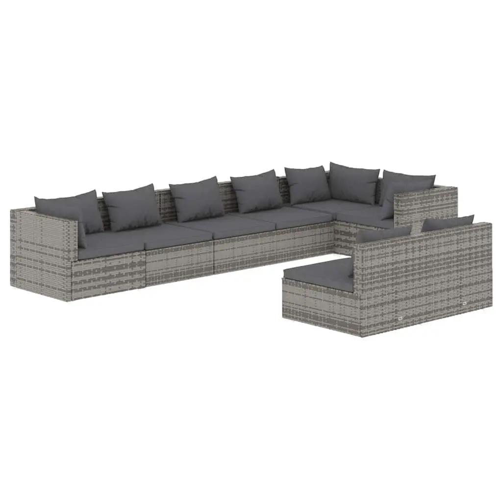 Garden Lounge Set 8 Piece Grey Poly Rattan Modular Outdoor Furniture