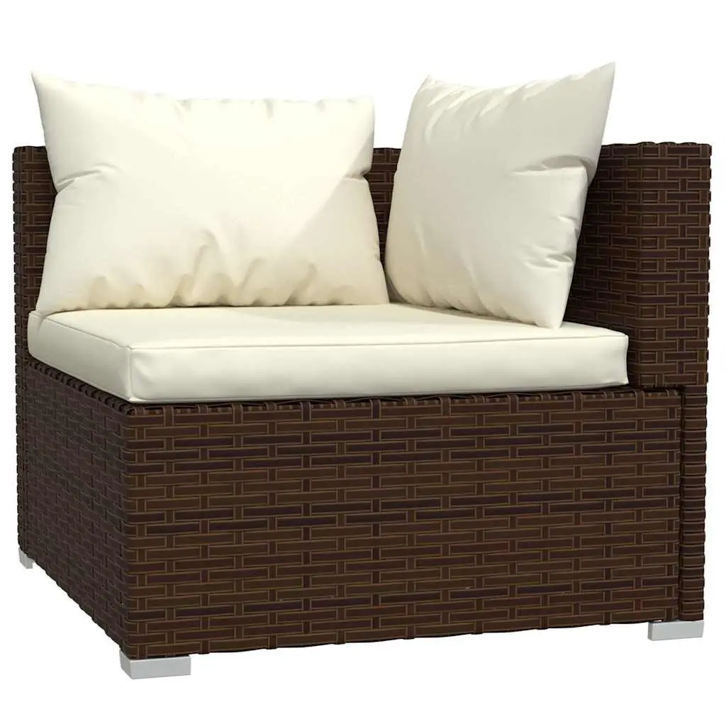 Poly Rattan Garden Lounge Set 10 Piece Outdoor Furniture Brown Modular Sofa